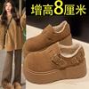 Сумка из бисквита головка толстоподошвенные Birkenstocks женские бархатные маленькие люди увеличение роста, теплые пушистые туфли хлопковые туфли увеличение в бархате