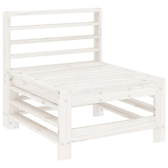 Salon de jardin 7 pcs - Maison Exclusive - Pin massif - Modulaire - Blanc