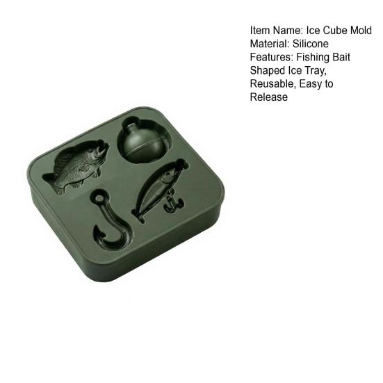 Ice Cube Mold, Silicone 3D Bass Hook Float Shapes Ice Tray, DIY Easy to Release Reusable Ice Cubes for Whiskey Wine Bar Use