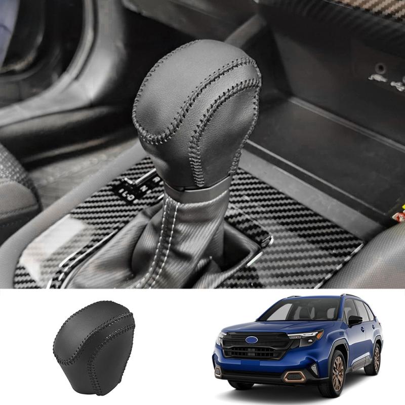 For Subaru Forester 2025 2026 Car leather gear Head Knob handle Gear Shift Collars Handbrake Grip Cover Interior Accessories
