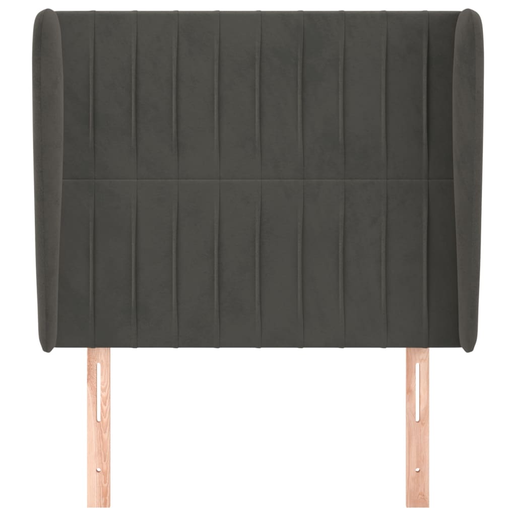 Headboard with Ears Dark Gray 83 x 23 x 118 128 cm Velvet