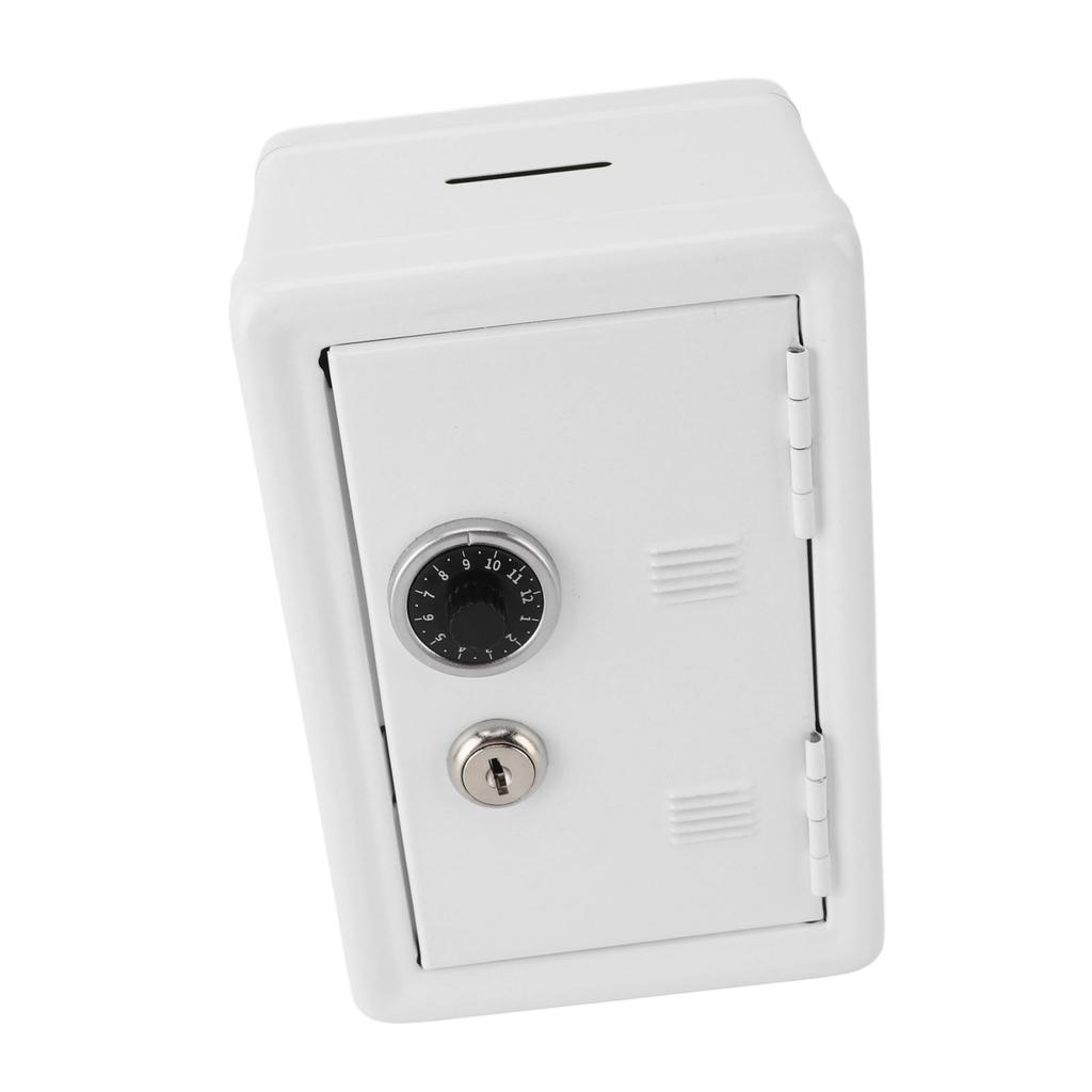 Копилка креативная симпатичная металлическая вертикальная с замком-ключом, копилка для денег для домашнего использования, белая