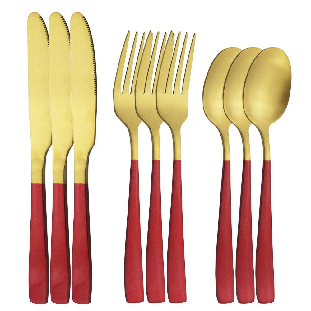 9pcs/3set Gold Dinnerware Stainless Steel Cutlery Set Dinner Knives Fork Spoons Sliverware Kitchen Tableware Set