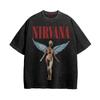 Винтажная футболка с графикой ангела Nirvana, Ретро хлопковая футболка оверсайз с изображением рок-группы, Топы в стиле стритвир