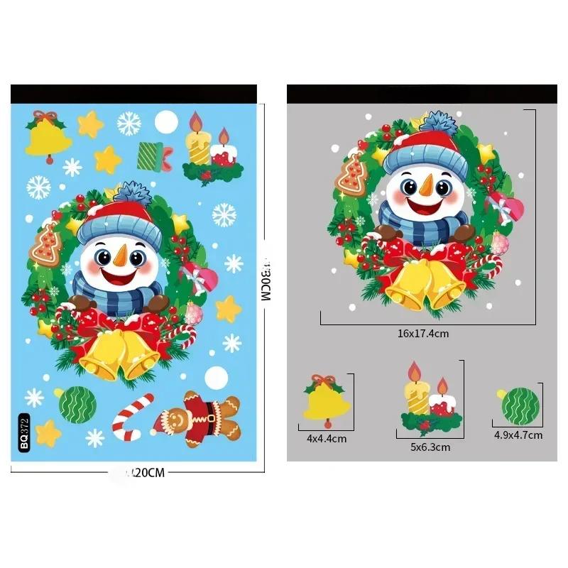 Рождественская наклейка на зеркало Санта-Клаус Снеговик Олень Декоративная стеклянная электростатическая наклейка Веселый рождественский декор для дома