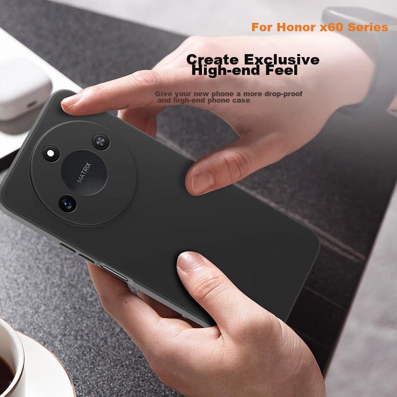 BIAZE Frosted Skin-FriendlyCase for Huawei Honor X60 Phone, Honor X60 Full Protection Slim Heat Dissipation Bare-Feel Liquid Soft JK738 Black