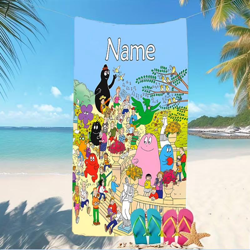 Customizable personalized beach towels Barbapapa themed designs.Suitable for the beach, yoga, sports;ideal as beach accessories