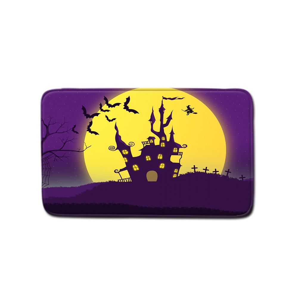 Halloween Shower Curtain Floor Mat Combination Four-Piece Set Kitchen Absorbent Non-Slip Carpet Bedroom Door Mat
