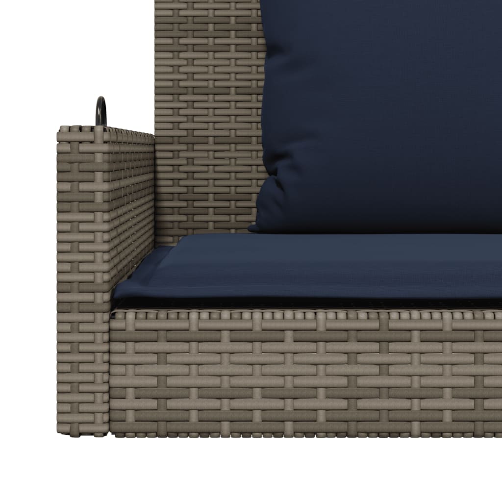 Swing Bench with Cushions Gray 119x56x48 cm Poly Rattan