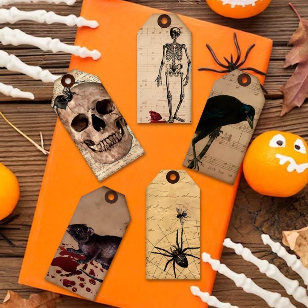 12pcs Vintage Halloween Packing Tags DIY Pendant Tag Halloween Paper Hanging Tag  Home