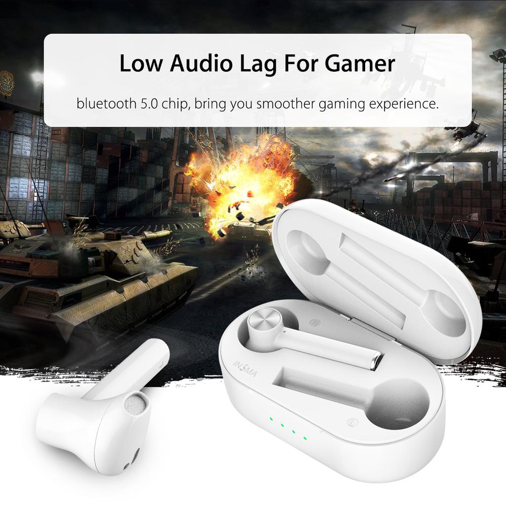INSMA Airbuds 2 TWS Bluetooth V5.0 Наушники с настоящей беспроводной зарядкой и двойным микрофоном с шумоподавлением Hi-Fi бас-гарнитура с управлением по щелчку