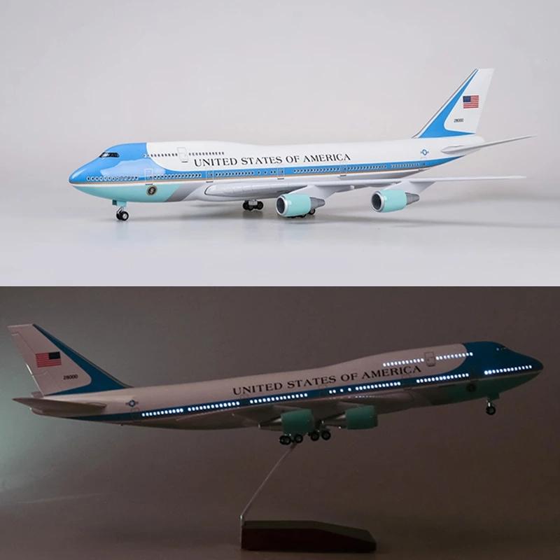 Украшение для дома самолет масштаб 1/150 47см Модель самолета B747 B747 Борт номер один Модель самолета с огнями и колесами посадка