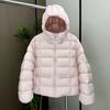 Womens Hooded Puffer Jacket Thick Warm Cotton Coat Loose Fit Short Winter Outerwear Small Stature