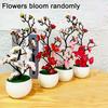Bonsai Plum Artificial Plant Sakura Blossoms Pot Plum Room Silk Tree Branches Fake Decoration Flowers