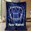 Фланелевое одеяло Everton FC с индивидуальным текстом и логотипом клуба, персонализированный флисовый плед, специальный подарок для дивана, спальни, дома