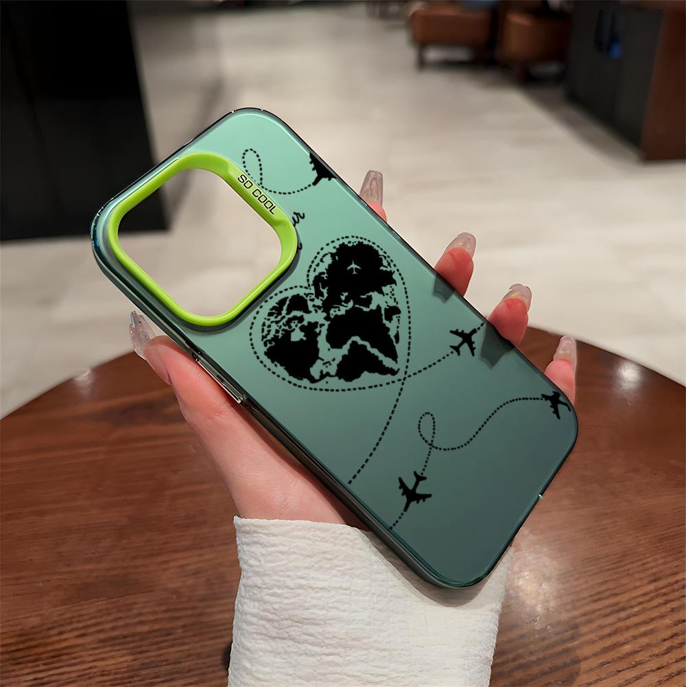 New love plane couple iPhone17 mobile phone case Apple 16Pro anti-drop IMD color silver 15pm
