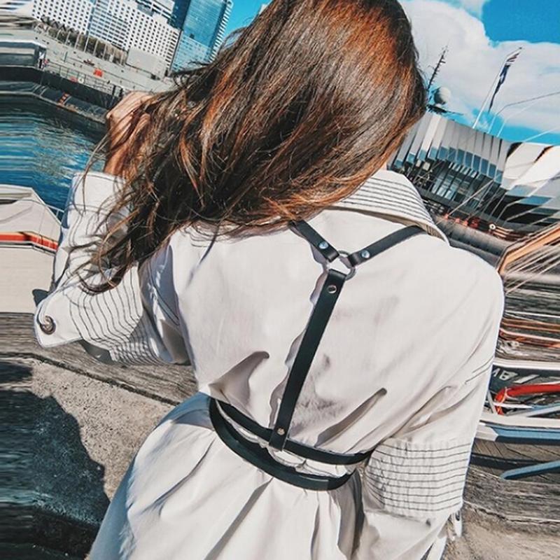 Faux Leather Body Bondage Harness Waist Suspenders Belt Straps Cage Belts Black