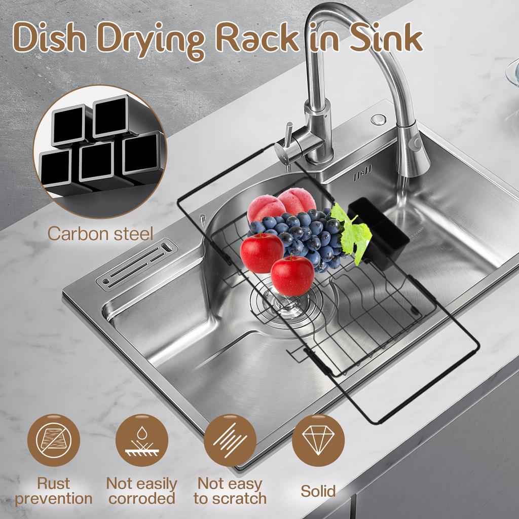 Expandable Dish Drying Rack Kitchen Sink Dish Drying Holder Cutlery Storage Counter Tableware Organizer Shelf