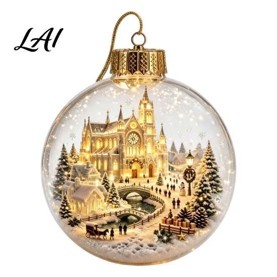 Party Atmosphere Hanging Balls Glowing Christmas Story Ornament Light-Up 3D Ball with Warm LED Mini Decor for Living Room Holiday Scene Clear