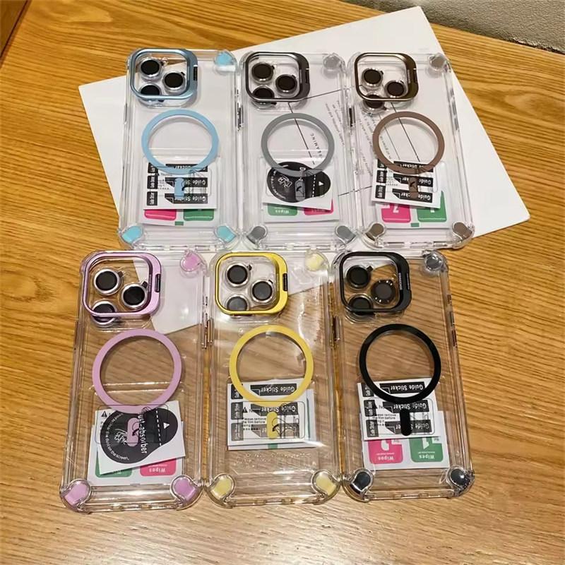 Роскошные магнитные противоударные чехлы для телефона для iPhone17 16 15 14 13 12 Pro Max Plus 11 для Magsafe с защитой линз из стекла, чехол-подставка