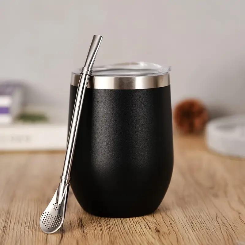 Yerba Mate Cup Set Stainless Steel Insulated Tumbler with Lid and Straw Double-Wall Mate Tea Cup Spoon for Hot and Cold Drinks