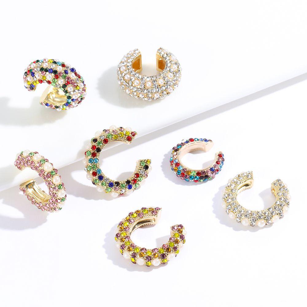 Fashion Gift No Pierced Party Jewelry Rhinestone Dangle Cubic Zirconia Ear Cuff Cz Cuff Earrings Statement C -Shaped