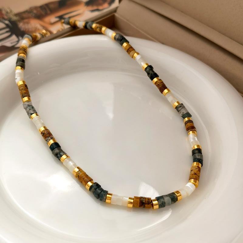 Titanium Steel Baroque Special-Shaped Freshwater Pearl Necklace Female Niche Design Fashion Minimalist Wind Bead Snake Bone Neck Chain