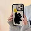 Зимний Черный Мультяшный Плюшевый Чехол для Телефона для iPhone 14 13 12 11 15 16 Pro Max Теплая Ткань Мех Ударопрочный Мягкий ТПУ Чехол