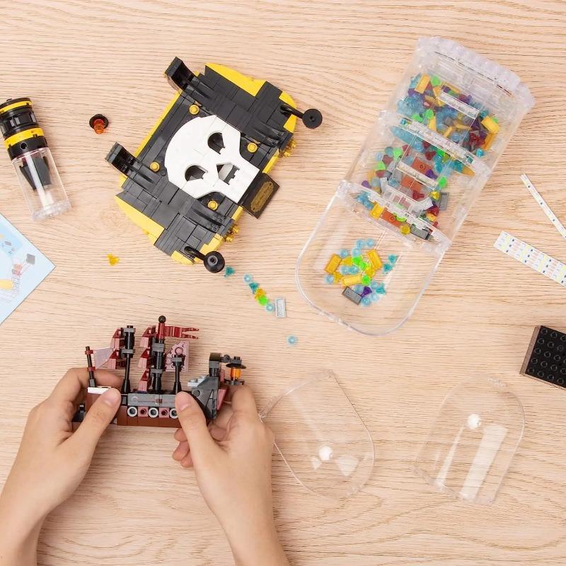 924 шт. креативный корабль в бутылке, строительные блоки, красный парус, модель пиратского корабля, набор кирпичей со светом, детские игрушки «сделай сам», подарок на день рождения