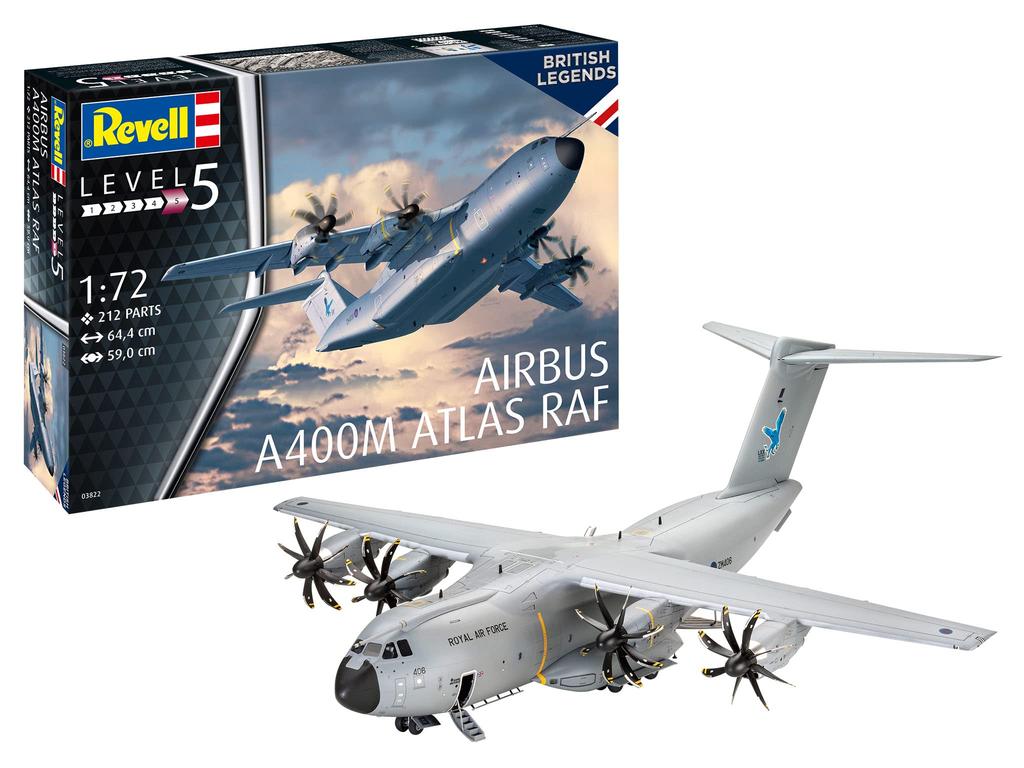 Revell Масштабная модель Королевских ВВС Airbus A400M Atlas Пластиковый набор 03822 1/72 (Формованный цвет)