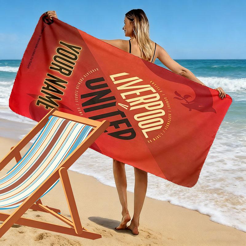 Custom Liverpool Print Beach Towel, Large Soft Quick Dry Towel for Beach Camping Swimming