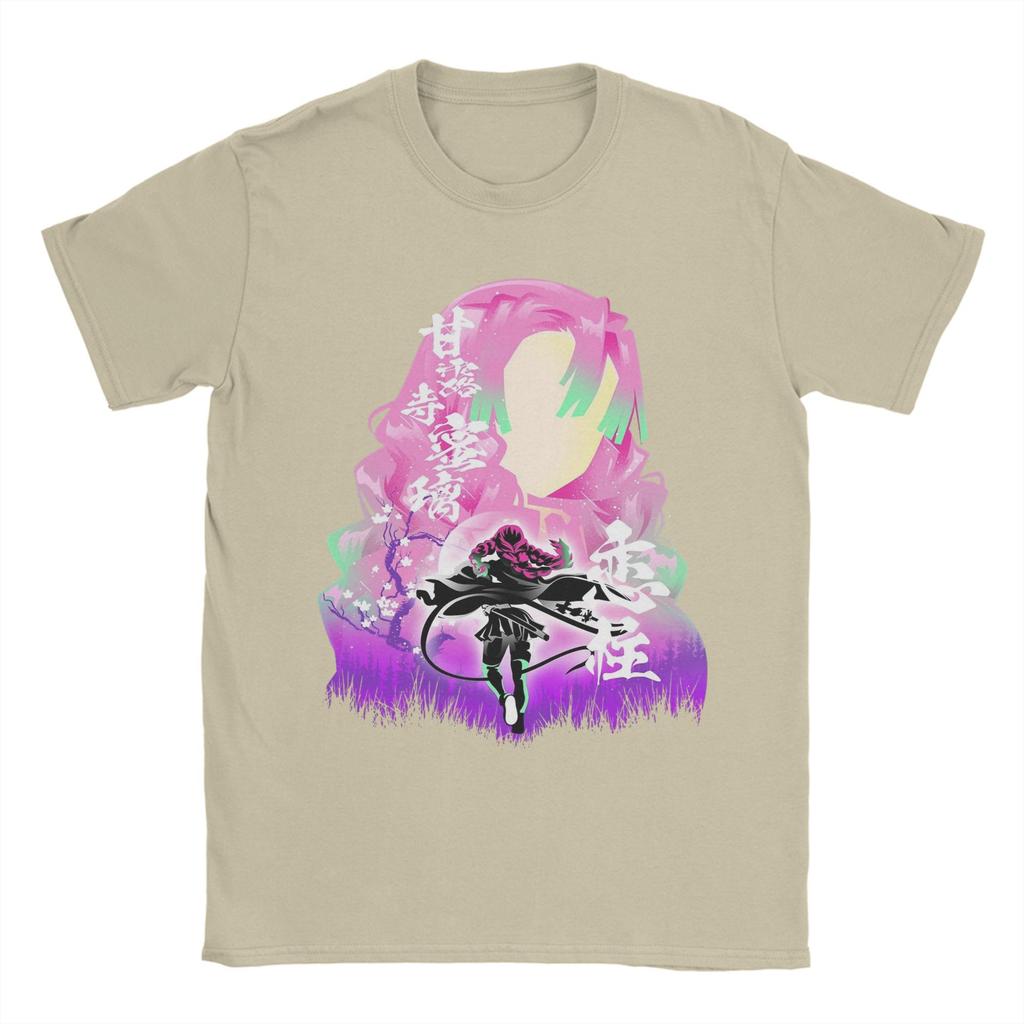 Men's Mitsuri Kanroji Demon Slayer T Shirt Love Hashira 100% Cotton Tops Short Sleeve Round Collar Tees Plus Size T-Shirts