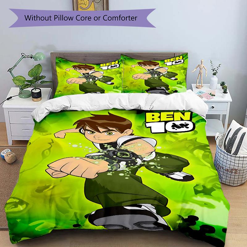 3pcs bedding set Ben 10 Alien Force Includes 1 Comforter + 2 Pillowcases, Without Pillow Inserts, Soft Comfortable, Lightweight Breathable,