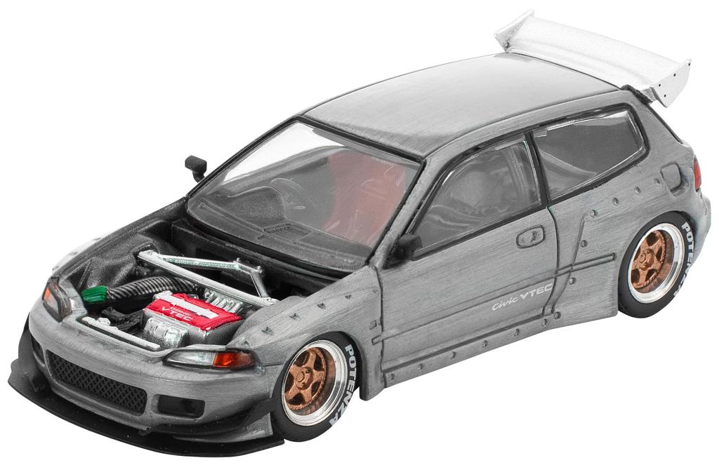 Genesis Company POP RACE x Enigma Pandem Civic EG6 Сырая отделка Открытый капот Готовая модель PRE018 1/64