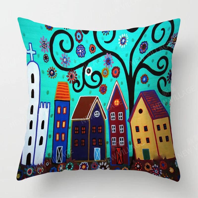 Чехлы для подушек для украшения гостиной дома Чехол для подушки в стиле винтажной масляной живописи 45*45 наволочка 40x40см 50x50 45x45