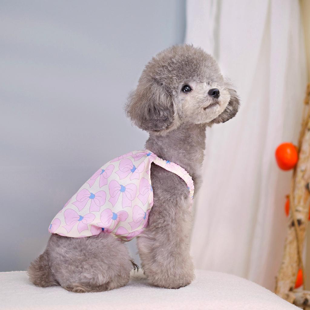 Spring and Summer Thin Pet Clothes Small Dog Summer Anti-hair Loss Bow Print Suspender Poodle Clothes