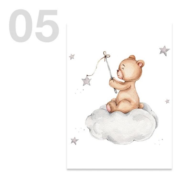 Холсты с именами детей на заказ, Милый плюшевый мишка и кролик, Настенный декор для детской комнаты, Постеры, Принты, Настенные картины, Детская комната