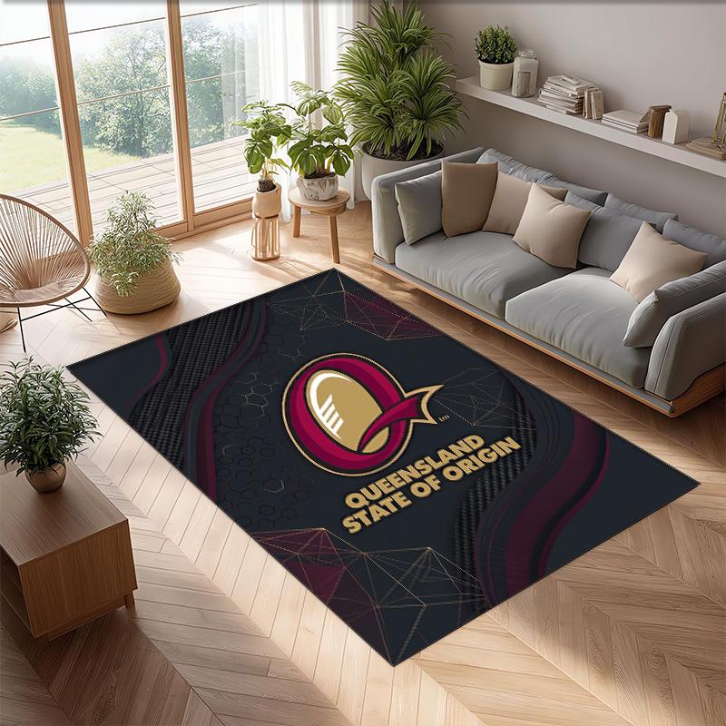 Queensland Maroons Crystal Velvet Carpet Soft Anti?Slip Floor Mat Comfortable Home Living Room Bedroom Decor Rug