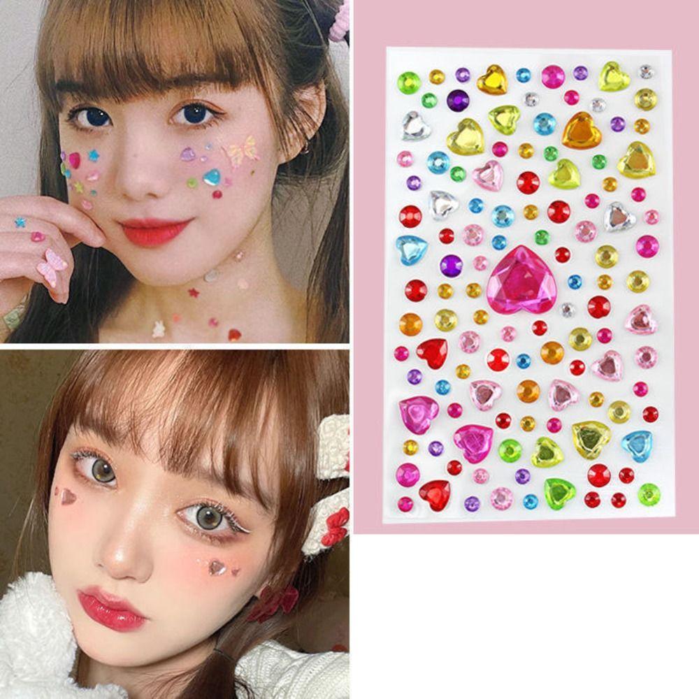 Shadow Crystal Pearls Makeup Tools Eyeliner Diamond Decals Face Tattoo Stickers Face Rhinestone Stickers Body Colored Diamonds
