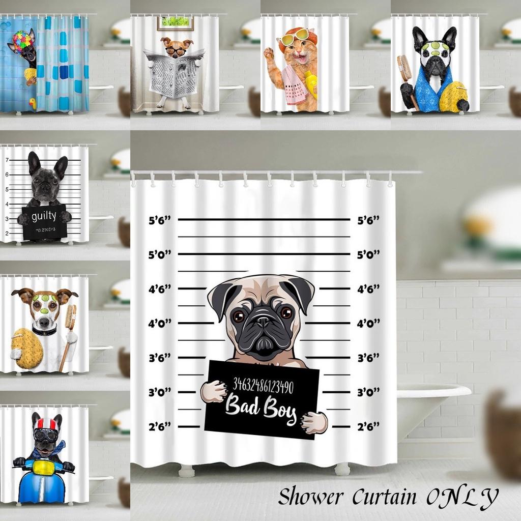 Милая шторка для душа с животными для собак и кошек, водонепроницаемая и прочная