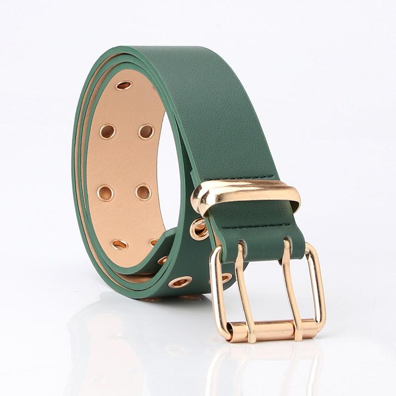 Trendy Pu Designer Belt With Hollow Geometric Details For Female Street Fashion