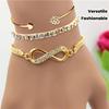 3 Pcs Ladies' Bracelet Set Stylish and Elegant Rhinestone Infinity Symbol Tennis Chain Clasp Bracelet Set An Ideal Gift for Your Best Friend