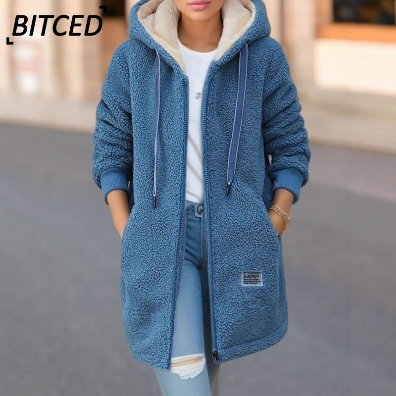 BITCED Женские винтажные повседневные однотонные с принтом осенне-зимние куртки и пальто с длинным рукавом