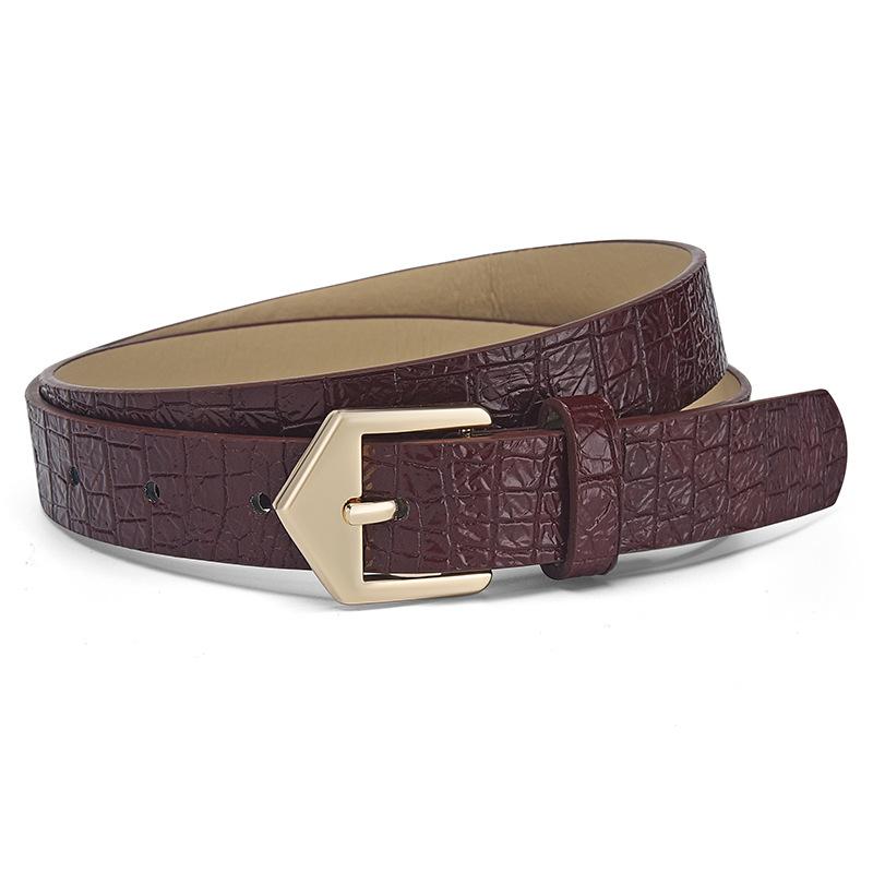 Women's Fashion Belt Crocodile Pattern Pin Buckle PU Leather Minimalist Waistband for Jeans