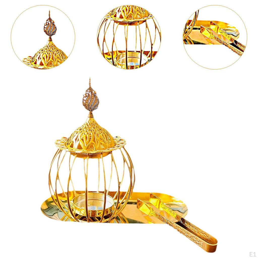 Металлическая курильница, держатель в виде золотой башни, настольное украшение, декоративный подсвечник