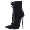 Ankle Boots 14CM Super High Heel Pointed Toe Thin Heel Lace Up Boots Size 36-46