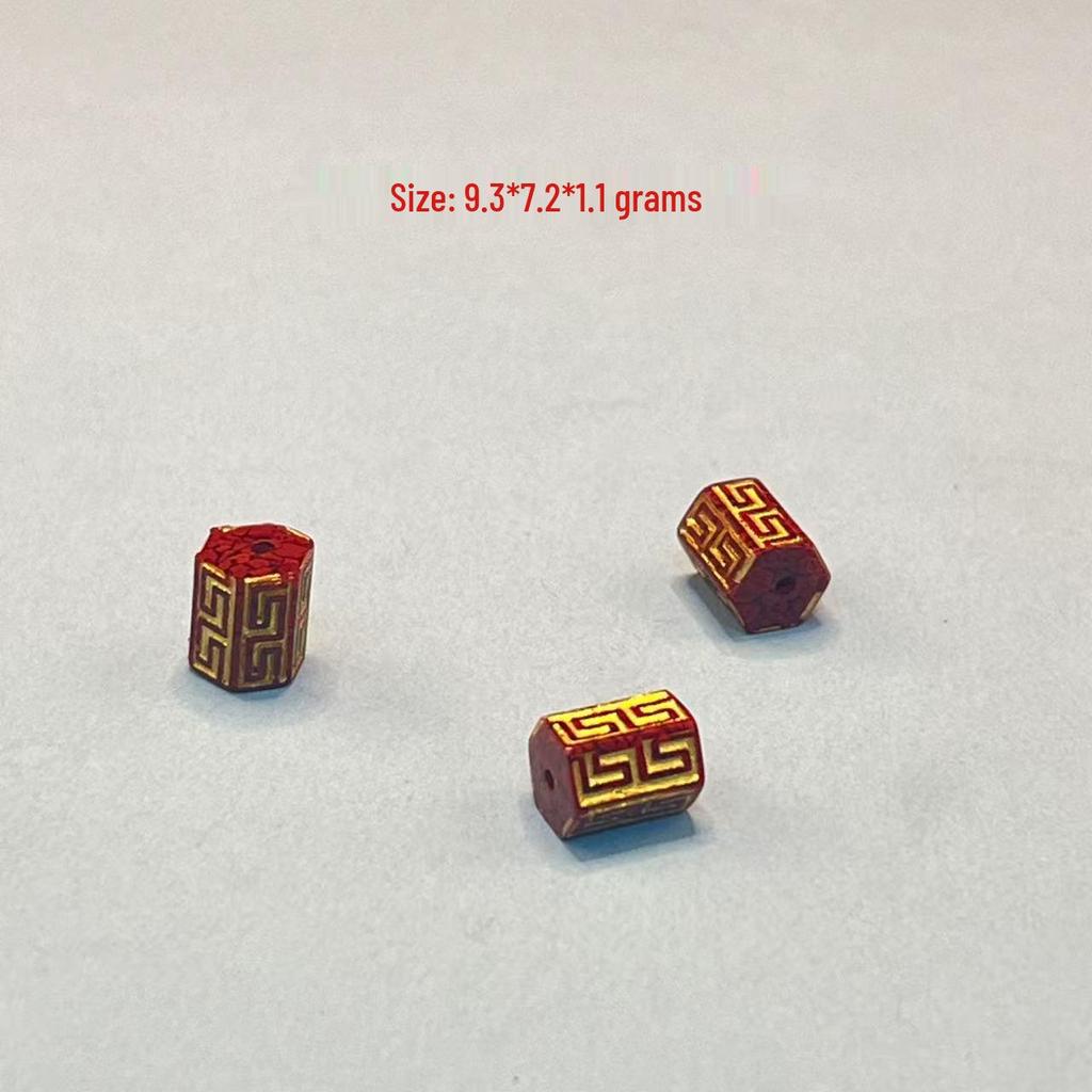 Original Gold-Plated Cinnabar Turtle Shell Fu Plaque and Gourd Pouch Accessories