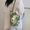 Yogodlns New Fashion Floral Pattern Bucket Bag Canvas Casual Shoulder Bag Large Capacity Creative Handbag for Women