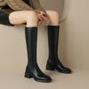 Женские сапоги на высоком каблуке, модные осенне-зимние однотонные рыцарские сапоги оверсайз на толстом каблуке