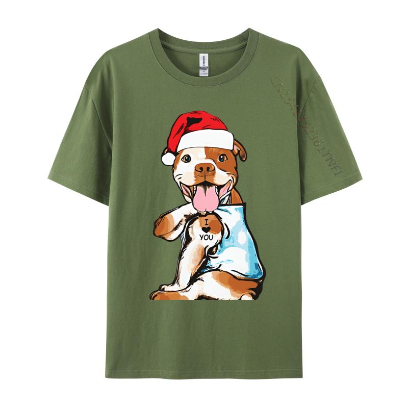 Cute Christmas Pitbull Dog Tshirts Vintage Top Tshirts Tops Tees New Arrival Cotton Printed On Party Unisexs